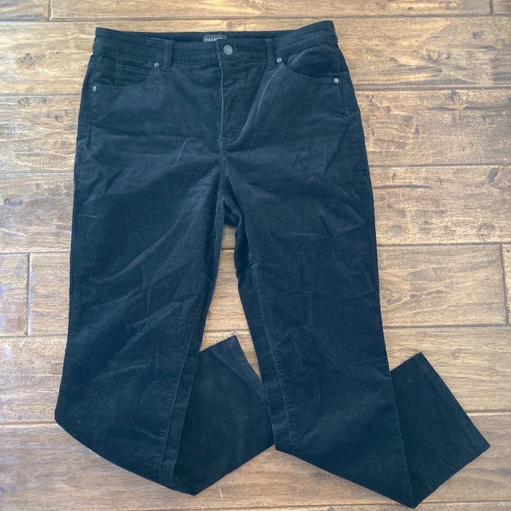 Talbots Corduroy Straight Leg Ankle Pants 10P Black Classic Preppy Fall
